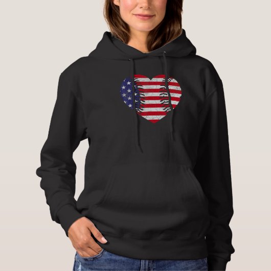 4th Of July   For Women American Flag Baseball Hea パーカ (正面)