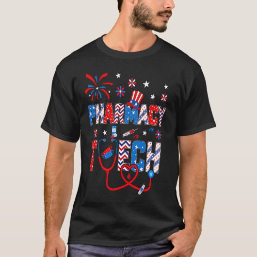 4th Of July For Women Stethoscope Pharmacy Tech Nu Tシャツ (正面)