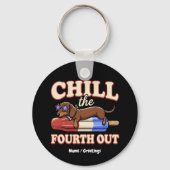 4th of July Funny Dachshund Chill The Fourth Out キーホルダー (正面)
