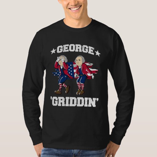 4th of July George Washington Griddy George Griddi Tシャツ (正面)
