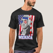4th Of July George Washington Patriotic Merica Fla Tシャツ (正面)