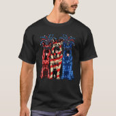 4th Of July German Shepherd American Flag Red Whit Tシャツ (正面)