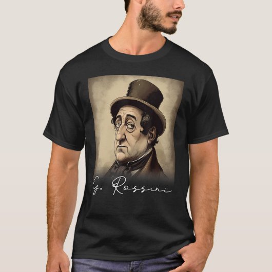 4th of July Gioachino Rossini US Flag Musician Com Tシャツ (正面)