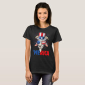 4th of July Goat Men Women USA Flag Goat Tシャツ (正面フル)