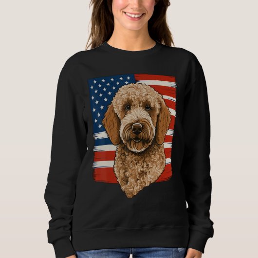 4th Of July Goldendoodle on Patriotic American Gol スウェットシャツ (正面)