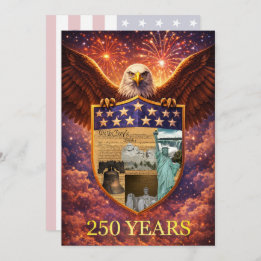 4th of July Great American Eagle Shield 250th 招待状
