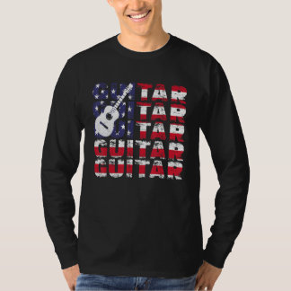 4th Of July Guitar American Flag Vintage Guitarist Tシャツ