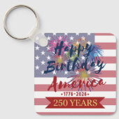 4th of July Happy Birthday America USA 250th キーホルダー (正面)