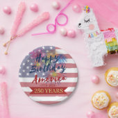 4th of July Happy Birthday America USA 250th ペーパープレート (パーティー)