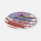4th of July Happy Birthday America USA 250th ペーパープレート (アングル)