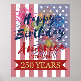 4th of July Happy Birthday America USA 250th ポスター