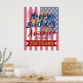 4th of July Happy Birthday America USA 250th ポスター (キッチン)