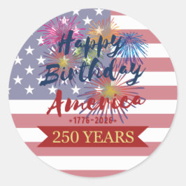 4th of July Happy Birthday America USA 250th ラウンドシール