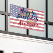 4th of July Happy Birthday America USA 250th 横断幕 (ビルの外側)