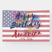 4th of July Happy Birthday America USA 250th 横断幕 (横)