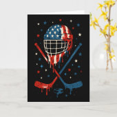4th Of July Hockey Ice Cream Drip Helmet Sticks Us カード (黄色い花)