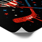 4th Of July Hockey Ice Cream Drip Helmet Sticks Us ポスター (角)
