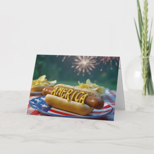 4th of July Hot Dog and Fireworks カード (正面)