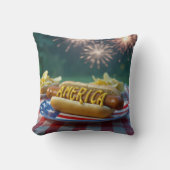 4th of July Hot Dog and Fireworks クッション (正面)