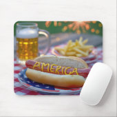 4th of July Hot Dog With Beer マウスパッド (マウス)