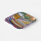 4th of July Hot Dog With Beer and Fries ペーパープレート (傾斜あり)