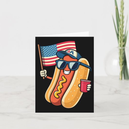 4th Of July Hotdog Funny Fourth Of July Patriotic  カード (正面)