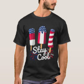4th Of July Ice Pops Red White Blue American Flag  Tシャツ (正面)