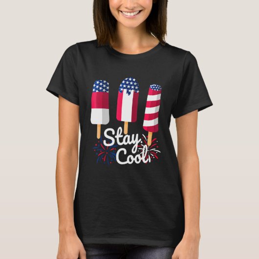 4th Of July Ice Pops Red White Blue American Flag  Tシャツ (正面)