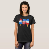 4th Of July Ice Pops Red White Blue American Flag  Tシャツ (正面フル)