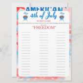 4th of July Indepence day BBQ Words game card シーズンカード (正面)