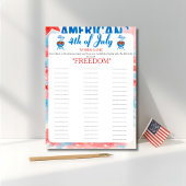 4th of July Indepence day BBQ Words game card シーズンカード