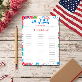 4th of July Indepence day floral Words game card シーズンカード