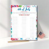4th of July Indepence day floral Words game card シーズンカード