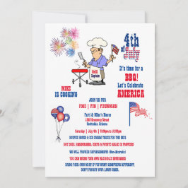 4th of July Independence Day BBQ Fireworks  招待状