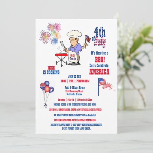 4th of July Independence Day BBQ Fireworks 招待状 (スタンド正面)