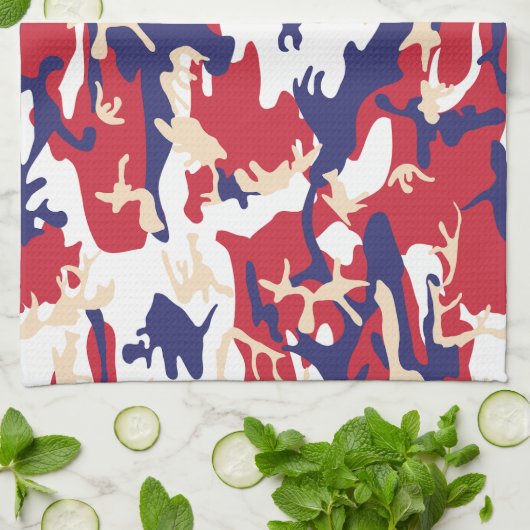 4th of July, Independence day, Camouflage Beige キッチンタオル (折り畳み)