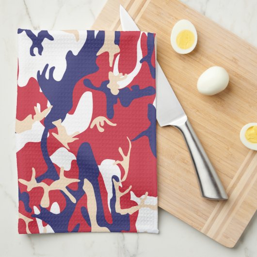 4th of July, Independence day, Camouflage Beige キッチンタオル (四つ折り)