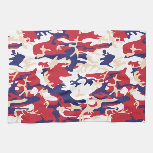 4th of July, Independence day, Camouflage Beige キッチンタオル (横)
