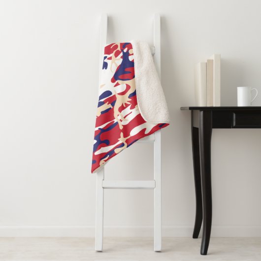 4th of July, Independence day, Camouflage Beige シェルパブランケット (インサイチュ)