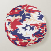4th of July, Independence day, Camouflage Beige ラウンドクッション (裏面)