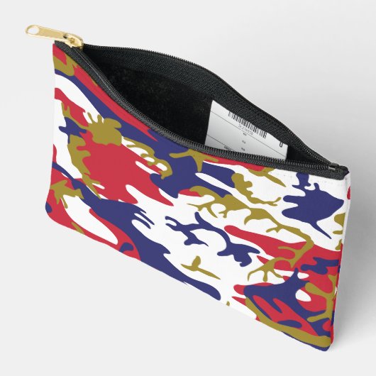 4th of July, Independence day, Camouflage Gold アクセサリーポーチ (見開き)