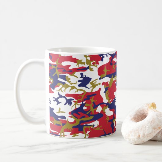 4th of July, Independence day, Camouflage Gold コーヒーマグカップ (ドーナツ)