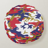 4th of July, Independence day, Camouflage Gold ラウンドクッション (裏面)