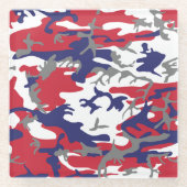 4th of July, Independence day, Camouflage Gray ガラスコースター (正面)