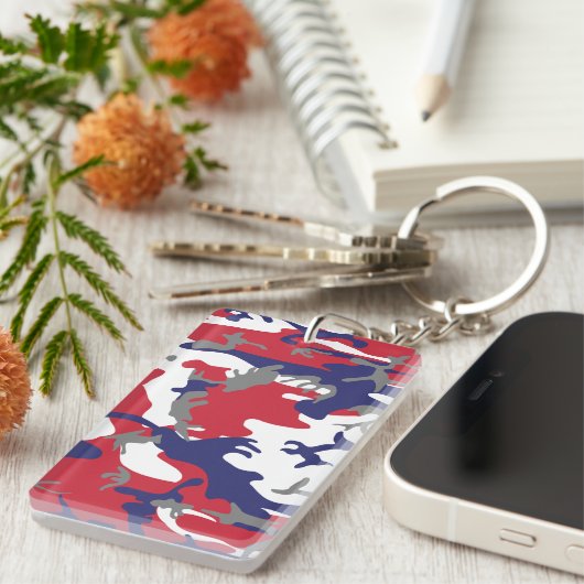 4th of July, Independence day, Camouflage Gray キーホルダー (正面右)