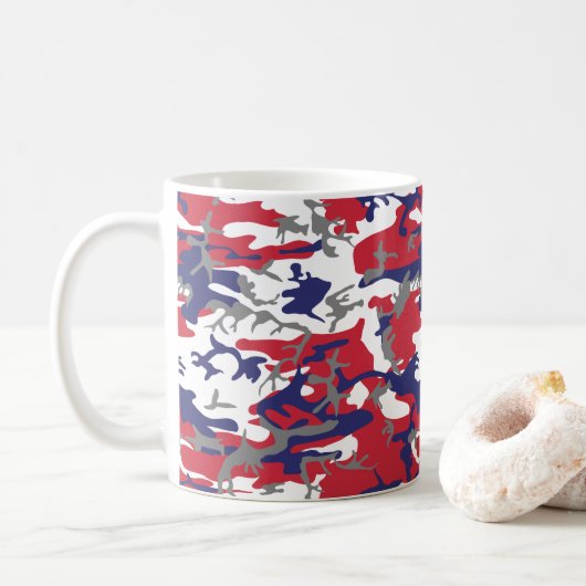 4th of July, Independence day, Camouflage Gray コーヒーマグカップ (ドーナツ)