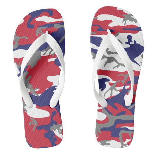 4th of July, Independence day, Camouflage Gray ビーチサンダル (フットベッド)