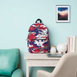 4th of July, Independence day, Camouflage Gray プリントバックパック