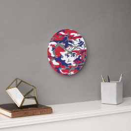 4th of July, Independence day, Camouflage Gray ラウンド壁時計