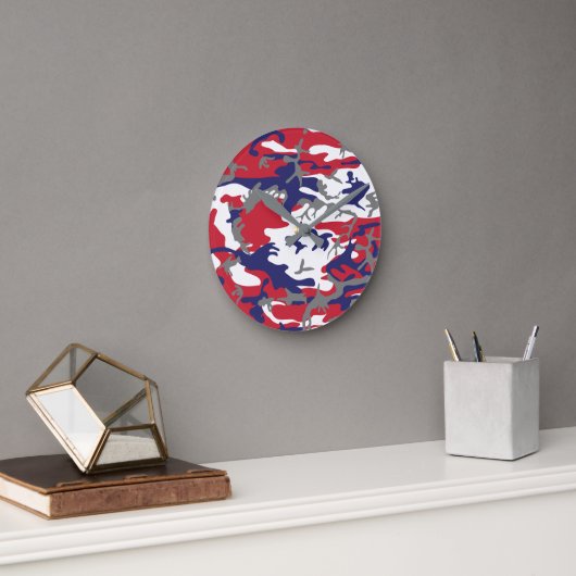 4th of July, Independence day, Camouflage Gray ラウンド壁時計 (オフィス)